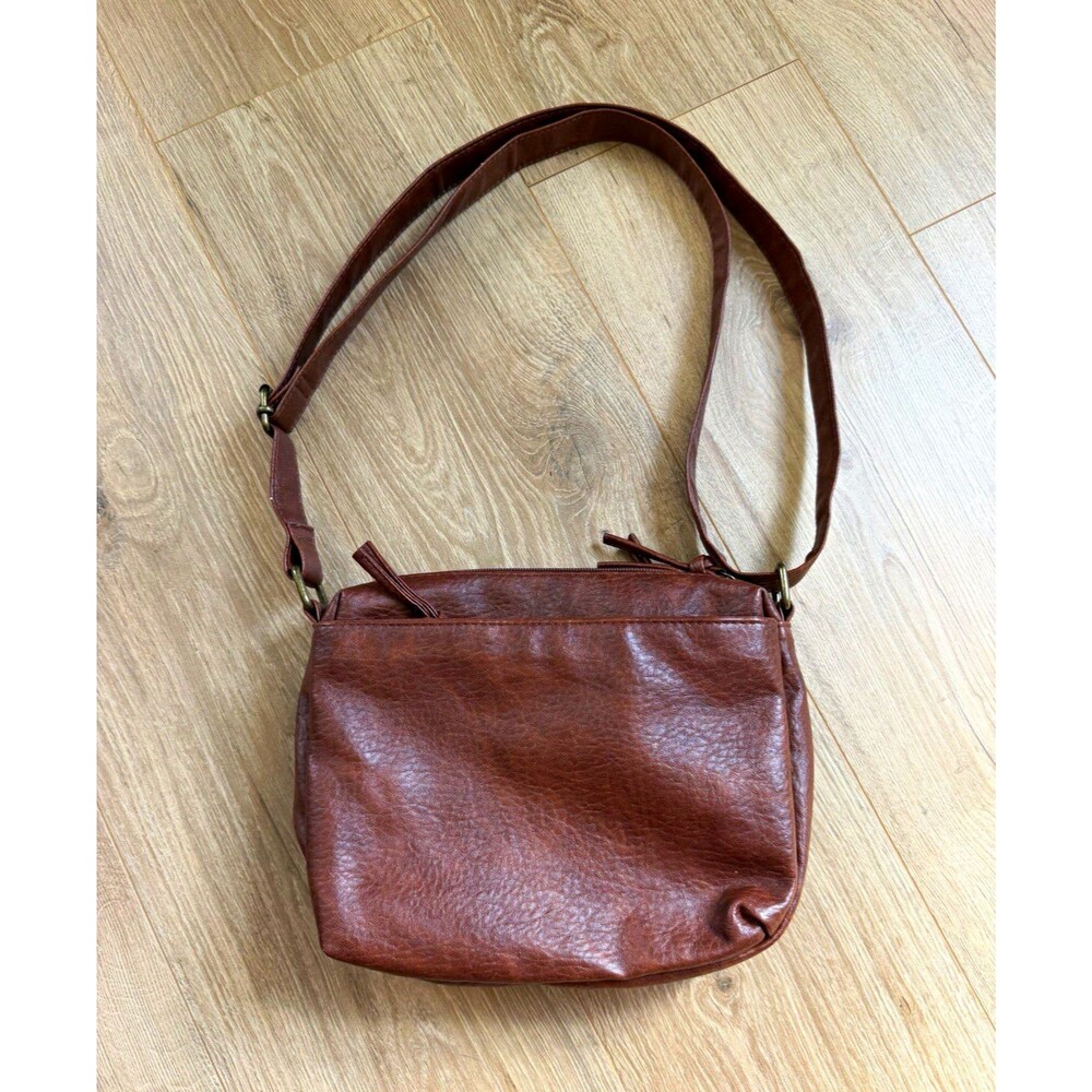Bueno Brown Small Women's Shoulder Bag Zip Closure Adjustable Strap Pockets